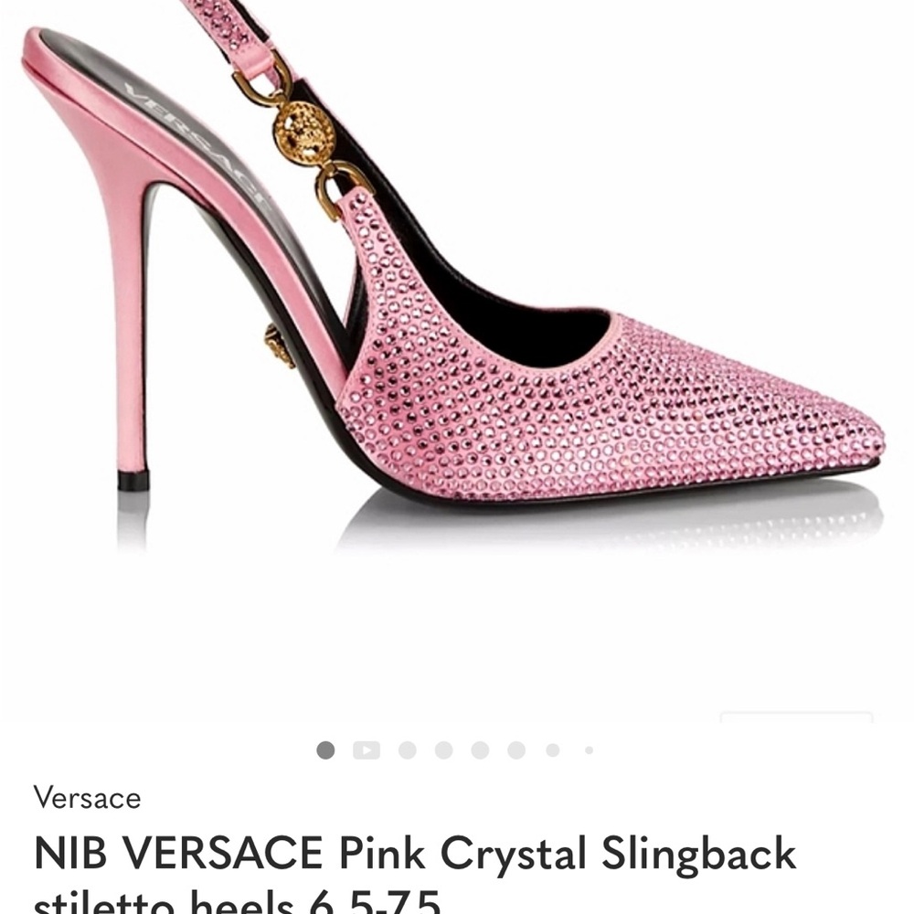 Versace Pink Embellished Slingback Heels